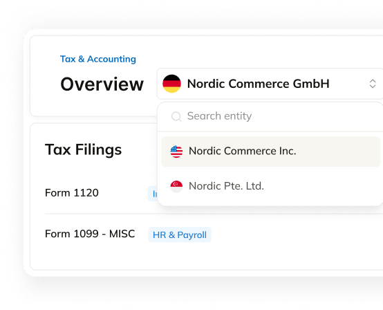 Tax & Accounting overview with Form 1120 and Form 1099-MISC filings list