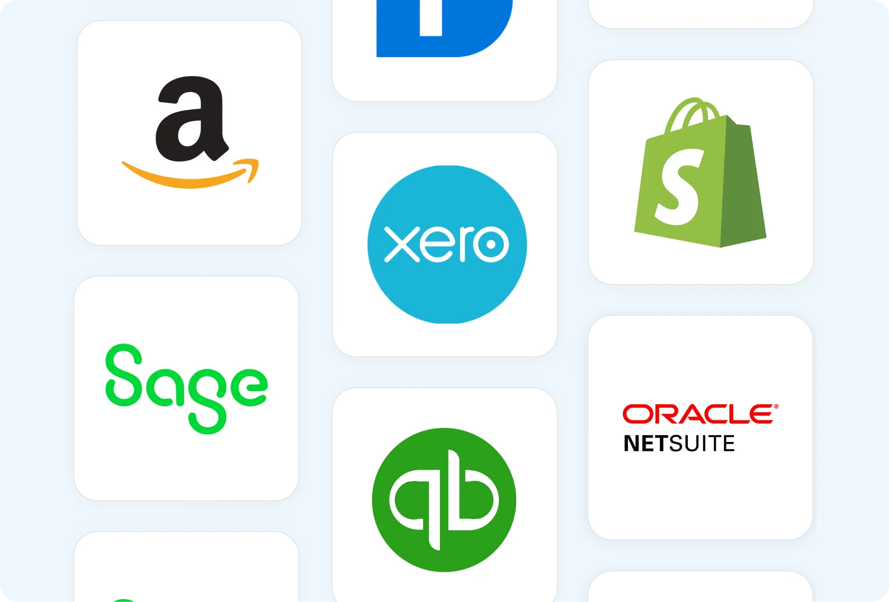 Commenda ERP integrations showing Amazon, Xero, Sage, QuickBooks, Oracle NetSuite, and more